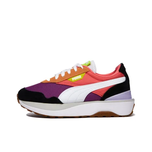 PUMA Cruise Rider Trainer Low Топ Беговые кроссовки Женские Фиолетовый Розовый Белый