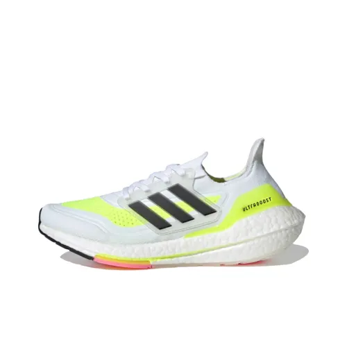 Adidas Ultraboost 21 Амортизация Устойчивость к истиранию Легкий Низкий Топ Повседневные Беговые кроссовки Женские Белые Зеленые Черные