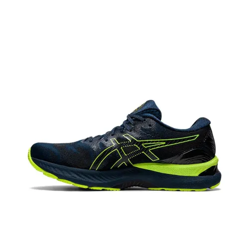 Asics Gel Nimbus 23 Low Top Марафон Беговые кроссовки Мужские Синий Желтый