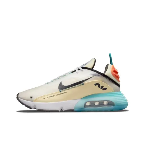 Nike Air Max 2090 Дышащие Низкие Кроссовки для Бега с Амортизацией Мужские Белые Синие и Оранжевые