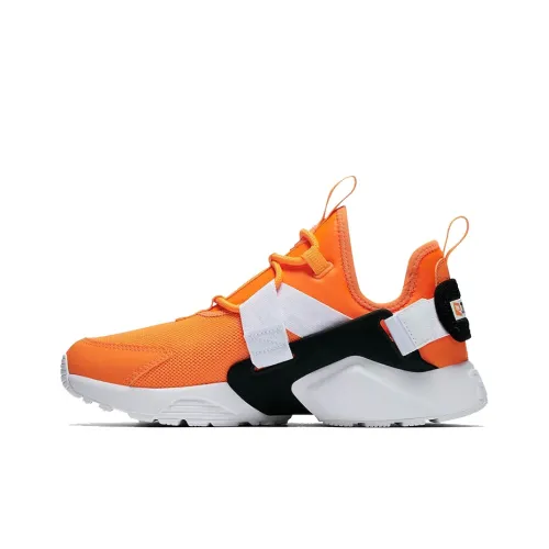 Nike Huarache City Shock Absorbers Slip-Resistant Abrasion-Resistant Low Top Беговые кроссовки Женские Оранжевый Белый Черный