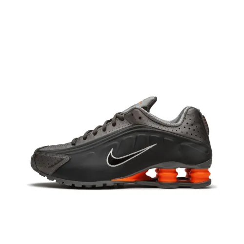 Nike Shox R4 Амортизация Противоскользящие Поддержка Низкий Топ Беговые кроссовки Мужские Серый Оранжевый