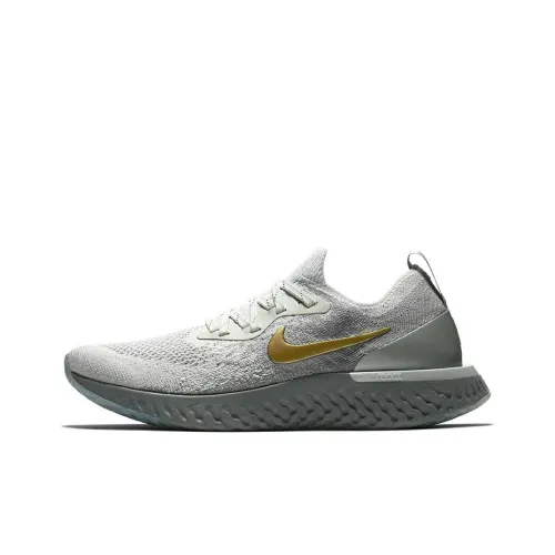 Nike Epic React Flyknit Амортизация Износостойкий Низкий Топ Беговые кроссовки Женские Серебряный Белый