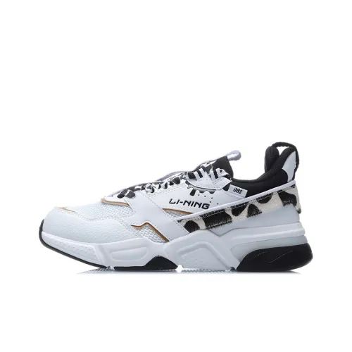 LiNing 001 Амортизаторы Slip-resistant Abrasion-resistant Низкий топ Беговые кроссовки Женские Белый Черный