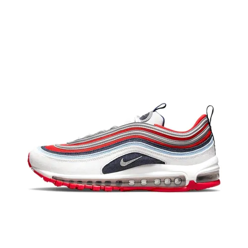 Nike Air Max 97 Low Беговые кроссовки Мужские Белые Синие Красные
