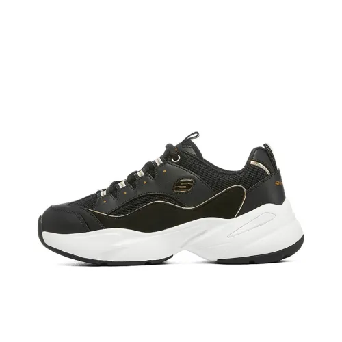 Skechers DLITES Амортизация устойчивый к истиранию дышащий низкий верх беговые кроссовки женские черный золотой амортизация