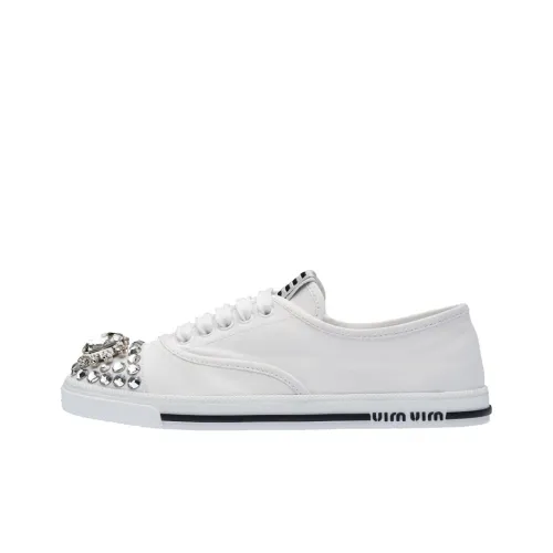 MIU MIU Низкий Топ Стильные Скейтбординги Женские Белые