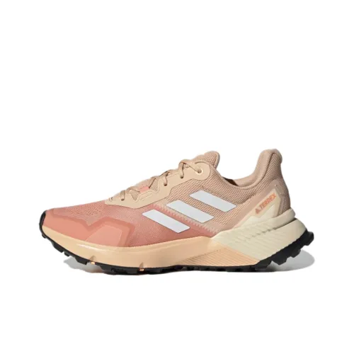 adidas Terrex Soulstride Flow Slip-resistant Abrasion-resistant Low Top Беговые кроссовки Женские Коричнево-розовые