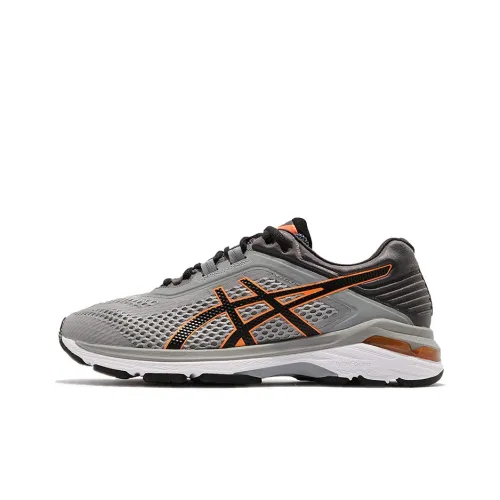 Asics GT 2000 6 Устойчивый к истиранию Низкий Топ Беговые кроссовки Мужские Серый Оранжевый