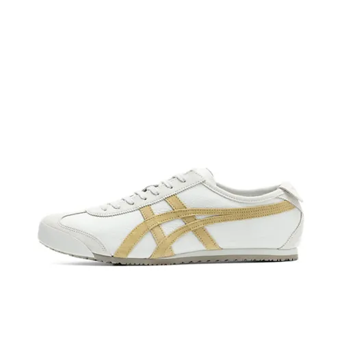 Onitsuka Tiger MEXICO 66 Устойчивый к истиранию Низкий Топ Повседневная Городская Коммутерская Беговая Обувь Унисекс Белый Золото
