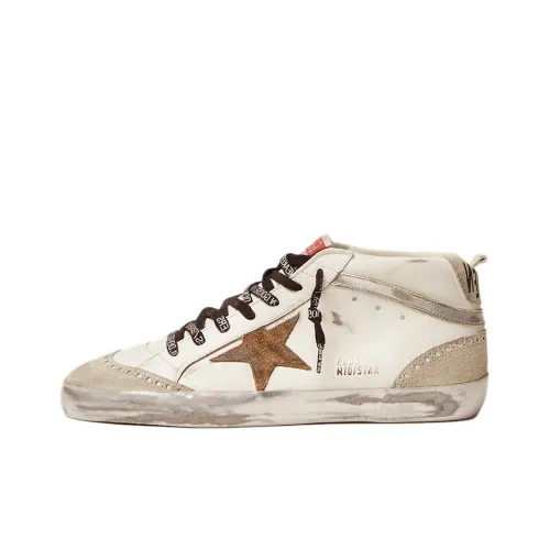 Golden Goose Mid Star Стильные Скейтбординги Мужской Белый Эффект Потертости Позиционирование Стиля