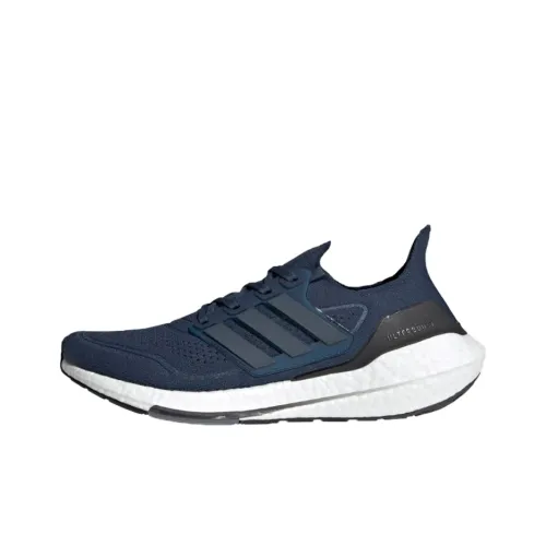 Adidas Ultraboost 21 Противоскользящие Устойчивые к истиранию Низкий Топ Беговые кроссовки Мужские Темно-синий Черный