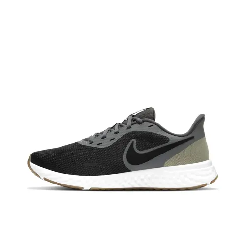Nike REVOLUTION 5 Амортизирующие шоки Противоскользящие Устойчивые к истиранию Низкий топ Беговые кроссовки Мужские Серый Черный