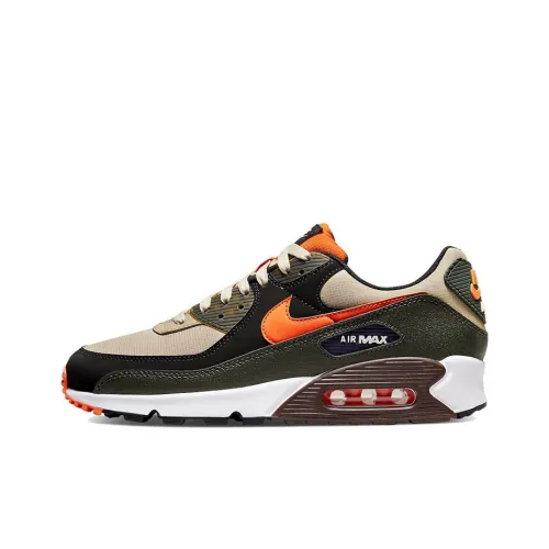 Nike Air Max 90 Low Топ Беговые кроссовки Мужские Черные и Оранжевые