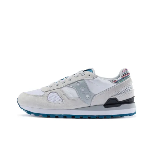 Saucony Shadow Original Slip-Resistant Амортизация Устойчивость к износу Дышащий Низкий Топ Беговые кроссовки Мужские Белый Синий