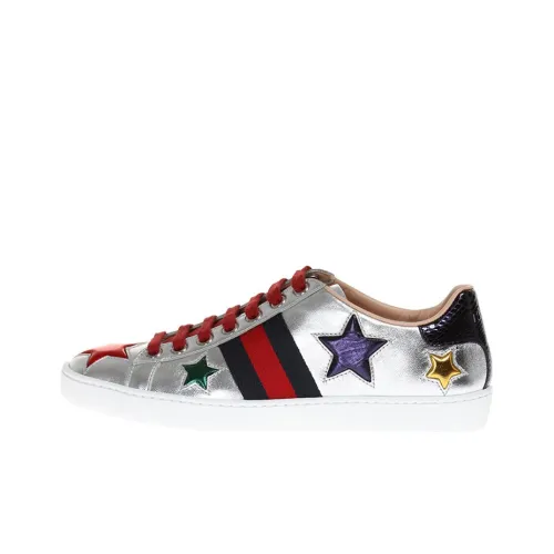 GUCCI Ace Low Топ Стильные Скейтбординги Женские Серебряные