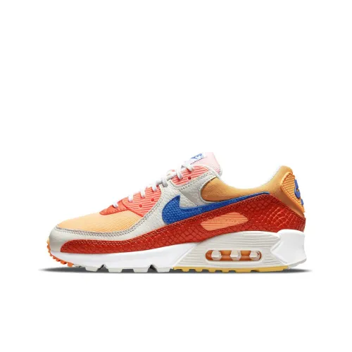 Nike Air Max 90 Low Беговые кроссовки Женские Белый Оранжевый Синий