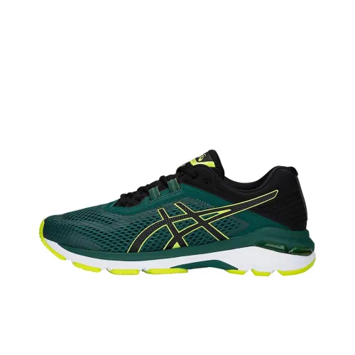 ASICS GT 2000 6 Устойчивый к истиранию Низкий Топ Беговые кроссовки Мужские Зеленый Черный Желтый