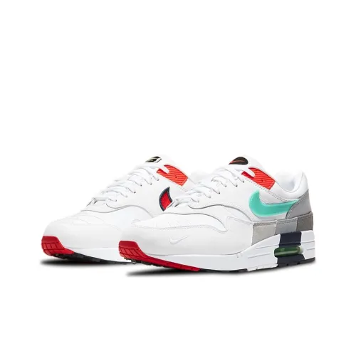 Nike Air Max 1 Low Топ Air Cushion Беговые кроссовки Унисекс Белый Серый Красный