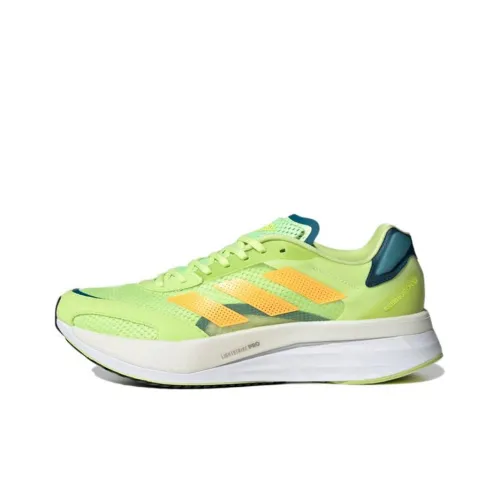 Adidas Adizero Boston 10 Low Топ Карбоновая плита Тренировки Для Бег на длинные дистанции Обувь Мужская Желтая Зеленая