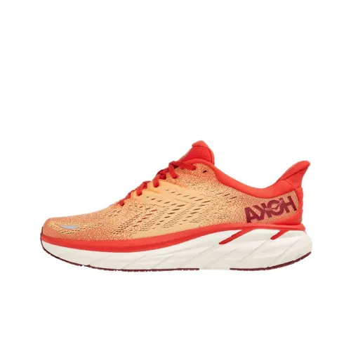HOKA ONE ONE Clifton 8 ROAD Амортизирующие мужские беговые кроссовки с противоскользящим низким верхом огненно-оранжевого цвета