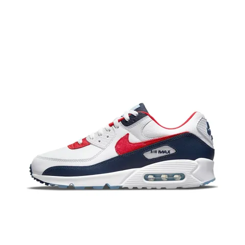 Nike Air Max 90 Low Топ Беговые кроссовки Мужские Белый Синий Красный