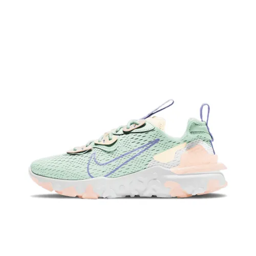 Nike React Vision Shock Absorbers Противоскользящие Устойчивые к истиранию Низкий Топ Беговые кроссовки Женские Зеленый Белый Оранжевый