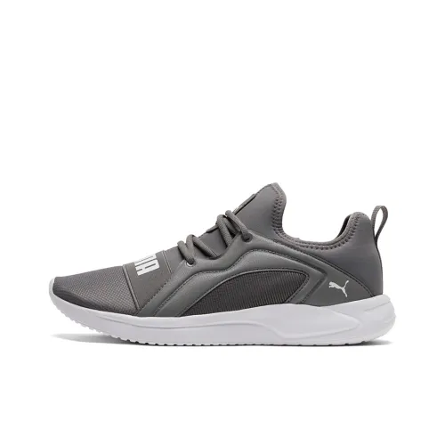 PUMA Shock Absorbers Slip-Resistant Abrasion-Resistant Lightweight Low-Top Marathon Running Shoes Unisex Gray White PUMA Shock Absorbers Противоскользящие устойчивые к истиранию легкие низкий топ кроссовки для бега на марафон унисекс серый белый