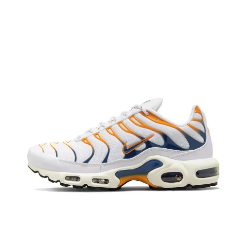 Nike Air Max Plus Low Top Air Cushion Повседневные Беговые Кроссовки Мужские Белые Синие и Оранжевые