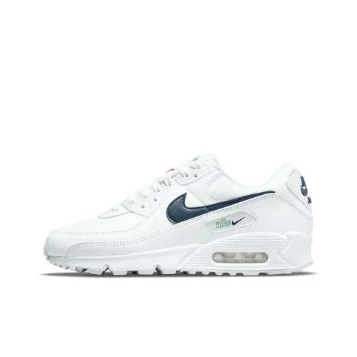 Nike Air Max 90 Low Топ Беговые кроссовки Мужские Белые Синие