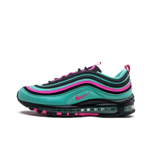 Nike Air Max 97 Low Топ Air Cushion Беговые кроссовки Мужские Зеленый Розовый