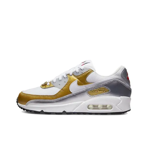 Nike Air Max 90 Low Топ Беговые кроссовки Женские Платина Серебряный
