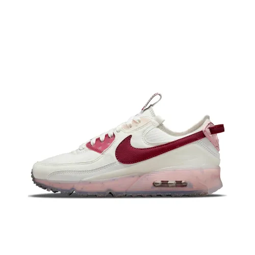 Nike Air Max 90 Coating Rebound Low Top Casual Running Sneakers Women's Beige Red