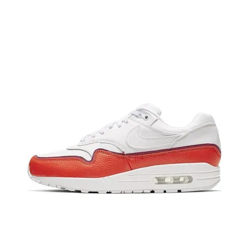 Nike Air Max 1 Low Топ Air Cushion Беговые кроссовки Женские Белые Апельсиновые