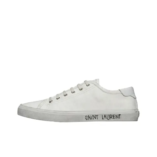 SAINT LAURENT Malibu Low Топ Стильные Скейтбординги Женские Белые Потертые