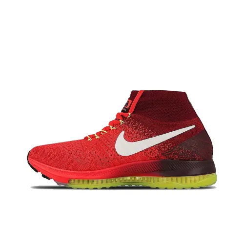 Nike All Out Flyknit Амортизация Противоскользящий Дышащий Верх Высокие Кроссовки для Бега на Дистанцию Женские Красный Белый