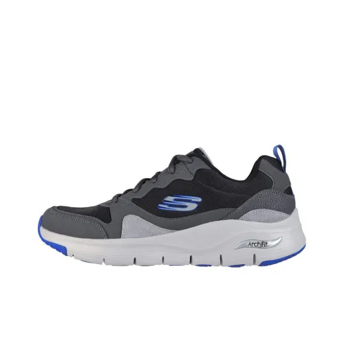 Skechers Arch Fit Low Топ Беговые кроссовки Мужской Черный Серый