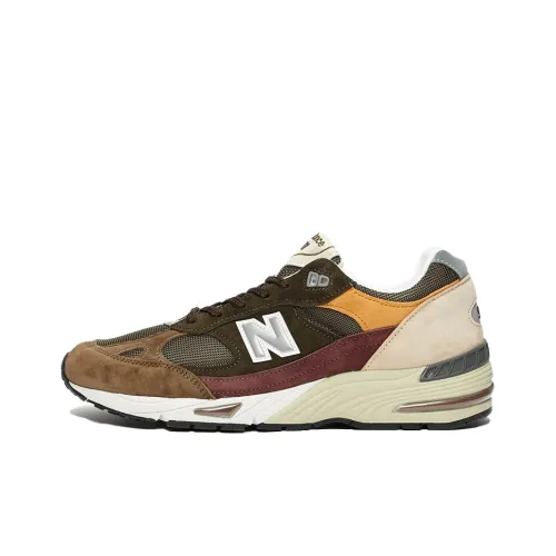 New Balance NB 991 Low Топ Повседневные Беговые Кроссовки Мужские Коричневые Зеленые Желтые
