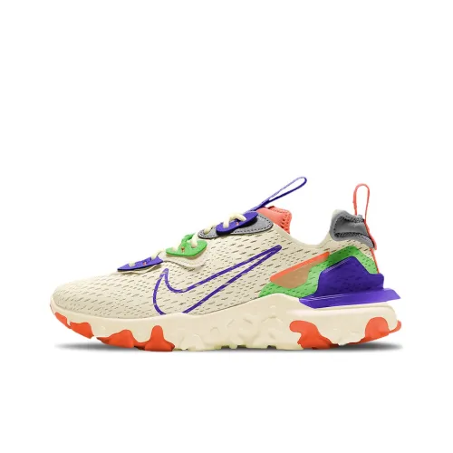 nike React Vision Shock Absorbers Противоскользящие Устойчивые к истиранию Низкий Топ Беговые кроссовки Женские Бежевый Оранжевый Синий