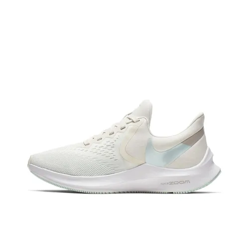 Nike Zoom Winflo 6 Амортизаторы Slip-resistant Abrasion-resistant Низкий топ Марафон Беговые кроссовки Женские Экрю