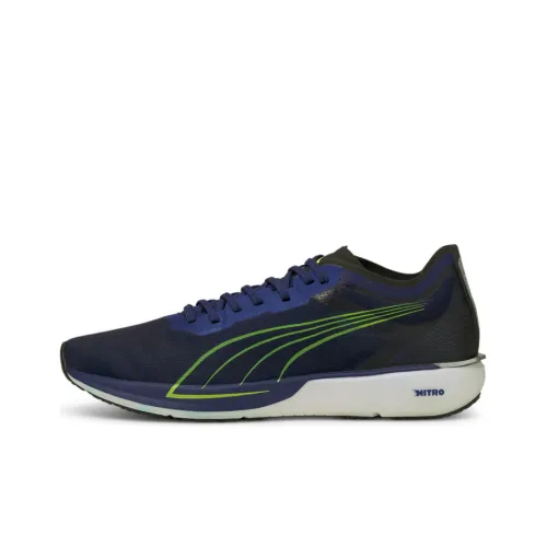 PUMA Liberate Nitro Шокаблоки Противоскользящие Устойчивые к истиранию Низкий топ Марафон Беговые кроссовки Мужские Синий Зеленый