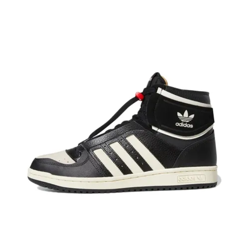 Adidas Originals Top Ten DE Slip-Resistant Abrasion-Resistant High-Top Skateboard Shoes Unisex Black Beige