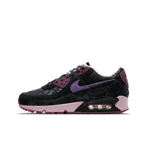 Nike Air Max 90 Low Топ Беговые кроссовки Женские Черный Фиолетовый Красный