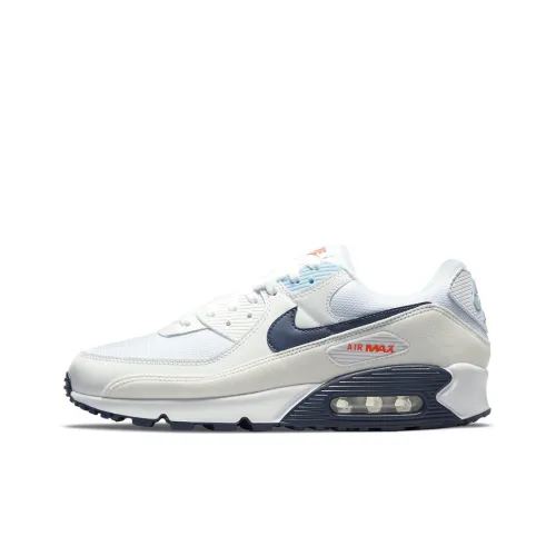 Nike Air Max 90 Low Беговые кроссовки Мужские Бежевые Белые Синие