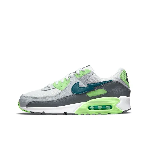Nike Air Max 90 Амортизация Износостойкий Низкий Топ Беговые кроссовки Мужские Белый Серый Зеленый