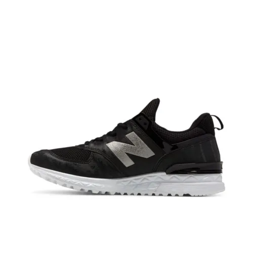 New Balance NB 574 Sport Легкий Низкий Топ Беговые кроссовки Женские Черно-белые