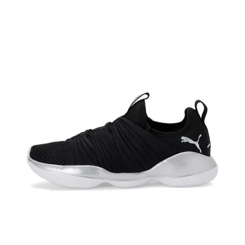 PUMA FLOURISH STELLAR Flourish Low Беговые кроссовки Женские Черный Серебряный Белый