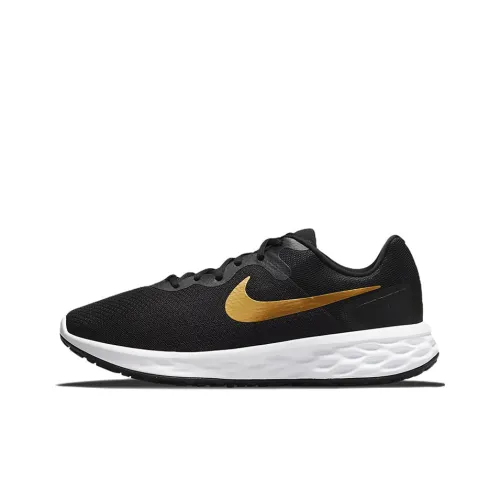 Nike REVOLUTION 6 Амортизирующие противоскользящие устойчивые к истиранию низкий топ беговые кроссовки мужские черный золотой