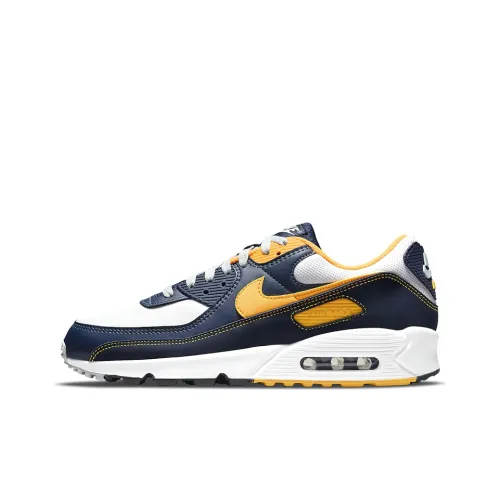 Nike Air Max 90 Low Топ Air Cushion Беговые кроссовки Мужской Синий Желтый Белый