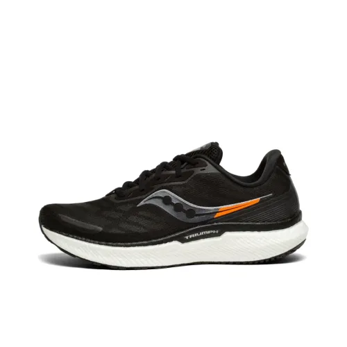 Saucony Triumph 19 Амортизация Устойчивый к истиранию Дышащая Поддержка Низкий Верх Повседневные Беговые кроссовки Мужские Черные